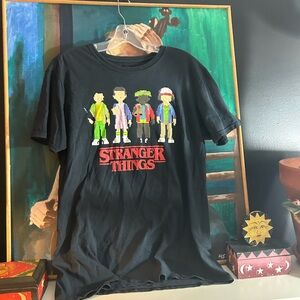Stranger Things Kids Black Pixel Art Tee Large